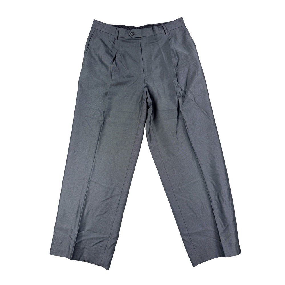 Mens Sean John Fine Tailoring 36x30 Gray Pleated Pants Cuffed Baggy High Waist
